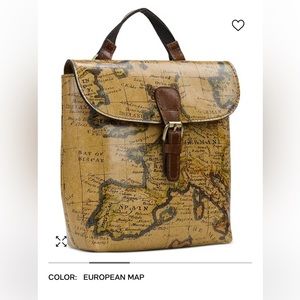 NWT PATRICIA NASH Vatoni Small Printed Leather Backpack in EUROPEAN MAP